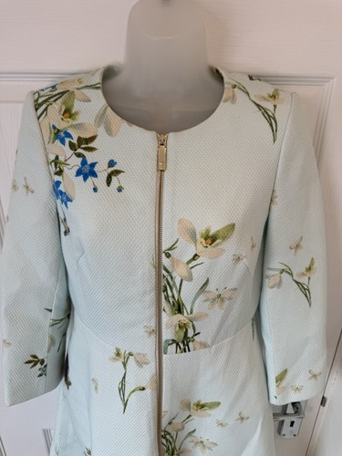 BNWT Ted Baker Racheel Floral Meadow Dress Coat Baby Blue Size 1 UK 8 - Picture 5 of 10