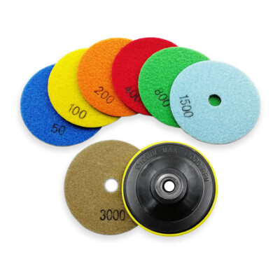 Sanding Disc Dry Diamond Polishing Pad 4''/100mm for Tile Stone Granite 7pcs /set