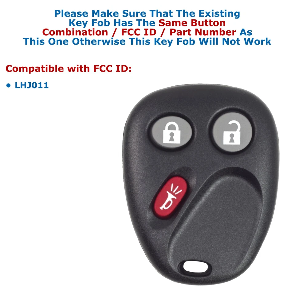 2x New Remote Key Fob Replacement For Cadillac Chevy GMC Saturn Pontiac LHJ011 - Image 3 of 4