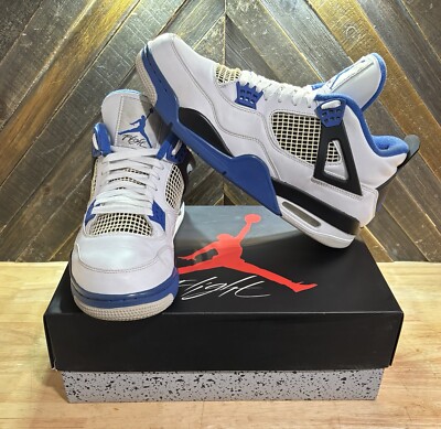 CRISP NIKE AIR JORDAN 4 RETRO MOTORSPORTS 2017, 308497-117 BLUE/WHITE SIZE 12  