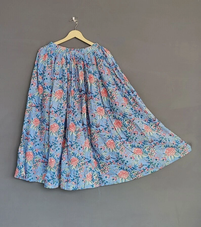 Cotton Sky Floral Printed Skirt Indian Women's Clothing Skirt Partywear Skirts