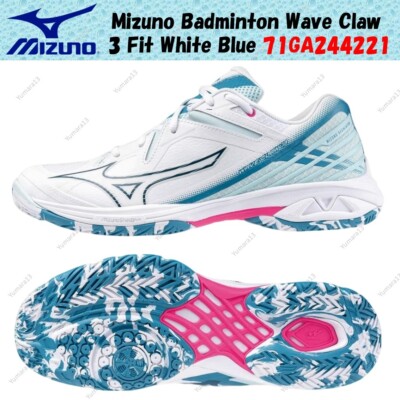 Mizuno Badminton Wave Claw 3 Fit White Blue 71GA244221 Men's Size