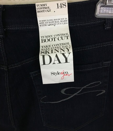 Style & Co Skinny Day Tummy Control Dark Rinse Wash Jeans Size 14 S NWTs - 第 2/6 張圖片