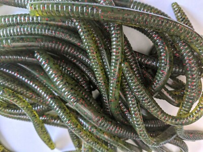 25 PK-8'' FINESSE WORMS-''WATERMELON RED FLAKES''-HEAVY SALT & SCENT- BASS-USA