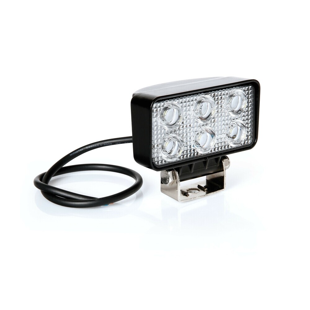 Faro ausiliario 6 LED 10/30V 6000K impermeabile IP67 rettangolare 111x95x56mm