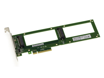 PCIe 8X PCIe 3.0 Card For 2 SSD PCIe NVMe U.2 U2 68-Pin SFF-8639 - BIFURCATION