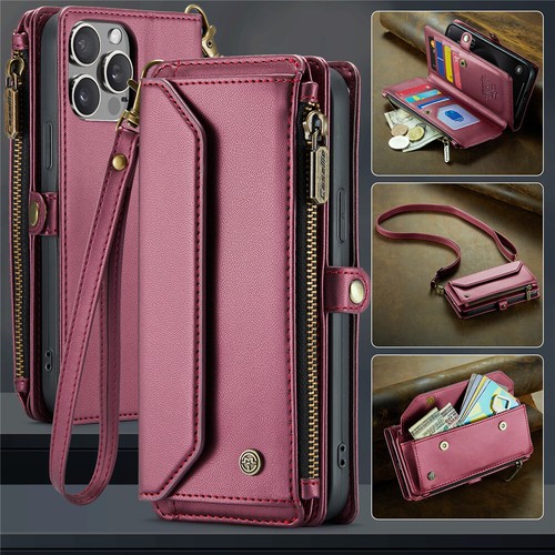 Zip Wallet Cover Leather Case Strap For iPhone 16 16e 15 14 13 12 11 Pro MAX 8 7 - Picture 44 of 80