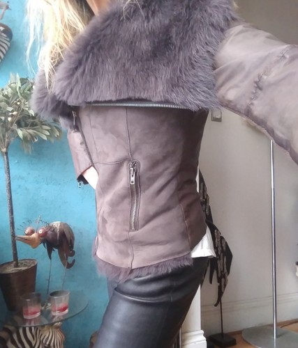 Muubaa Havana Real Fur Leather Suede Shearling Coat/Jacket sz 10/6/38 - Picture 4 of 12