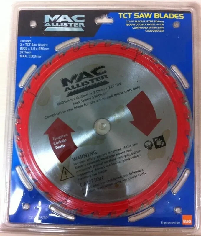 Macallister 2pc 305mm Tct Circular Mitre Saw Blade Blades 30mm Bore 32 Teeth