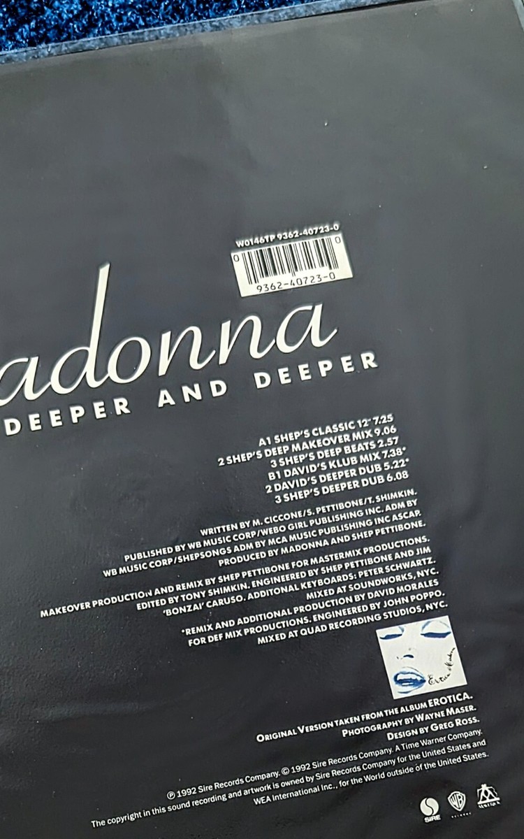 MADONNA DEEPER AND DEEPER 12'' VINYL PICTURE DISC LP Erotica Promo