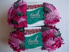 Needle Crafters Wide Mesh Ruffle Fringe yarn, Rose Vintage, lot of 2 1.75 oz ea
