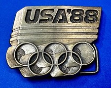 USA 1988 Olympic Games 5 Ring Emblem Commemorative Vintage Belt Buckle