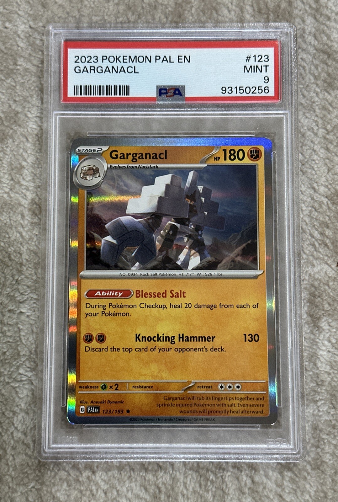 2023 POKEMON PAL EN-PALDEA EVOLVED 123 GARGANACL PSA 9