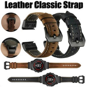 Genuine Leather Band For Garmin Fenix 7X 7 Solar 6X 6 Pro 5 5X Quick Fit Strap
