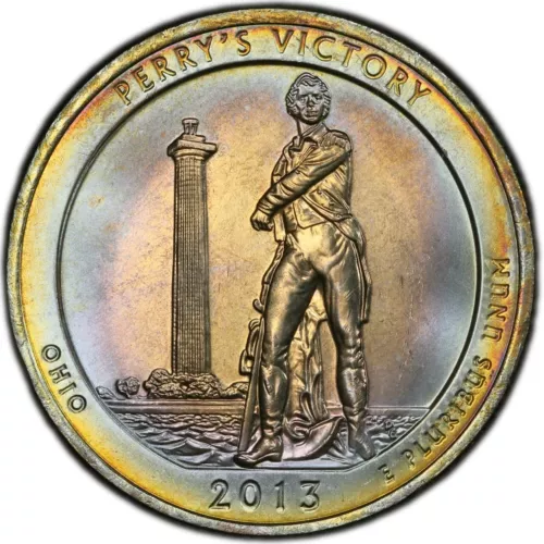 MS66 2013-S 25C Washington "Perry's Victory" National Parks Quarter, PCGS- Toned