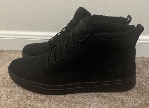 Mens Timberland DAVIS SQUARE Warm Fur Lined Chukka TB0 A2G6R 001 Black Nubuck 10