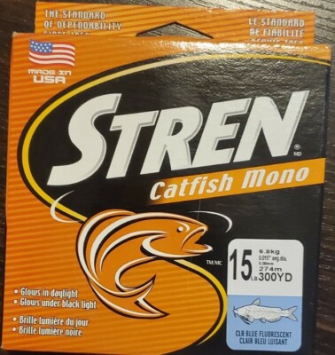 STREN 15LB 300YD MONOFILAMENT CLEAR BLUE LUISANT CATFISH MONO