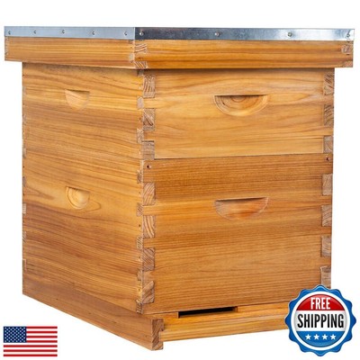 POLLIBEE Beehive- 8 Frame Bee Hive Starter kit, Beeswax Coated Hive for Bee K