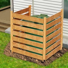 H&ZT Privacy Screens Air Conditioner Fence Screen Outside 2/3 Panels Wood Fence