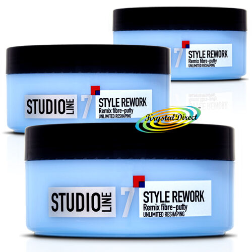 3x Loreal L'oreal Studio Style Rework Remix Stucco Fibra Rimodellante Capelli 150ml - Foto 1 di 3