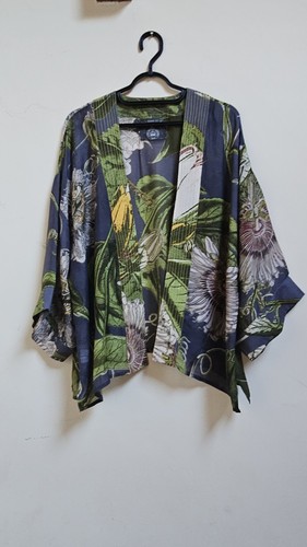 One Hundred Stars Kew RBG Passion Flower Grey Kimono Jacket Cardigan Sold Out OS