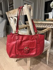 Coach Red Leather With Gold Hardware Handbag