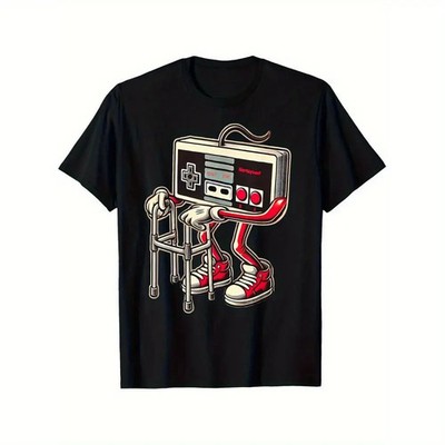 Retro Gaming Pattern T-Shirt - Fun Old Video Game Console Design