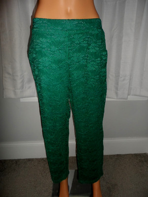 Great Draper James size L green lace pull on ankle pants women NWOT