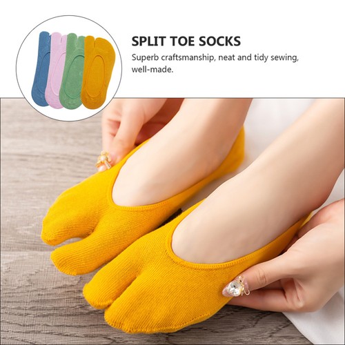 4 Pairs Candy Color Toe Socks Man Girls Breathable Ankle Toeless
