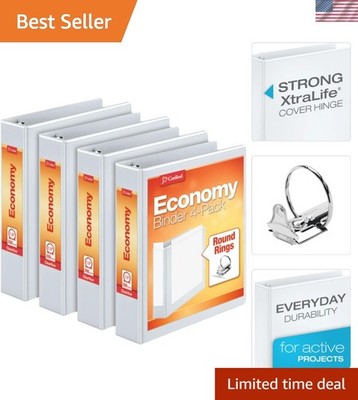 Versatile Set of 4 White 1.5 Inch Ring Binders - Perfect for Office & School