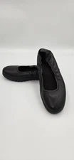 Vionic Shoes Womens Size 7 Black Leather Ballet Flats Slip On Round Toe Comfort