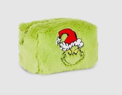 DR. SEUSS THE GRINCH Make-up-Tasche Kosmetiktasche Fleece grün flauschig NEU