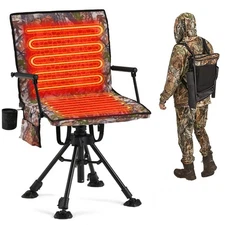 Danrelax Heated 360° Swivel Hunting Chair, Warm Seat, Adjustable Height, Armrest