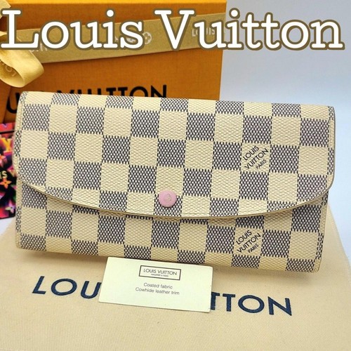 Louis Vuitton Emily Long Wallet Damier Azur White PVC Pre-owned From Japan