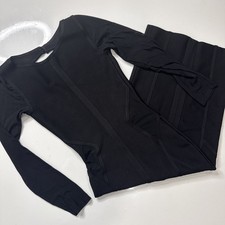 House of CB London Mesh Panel Bodycon Dress XS Black Long Sleeve Open Back A07