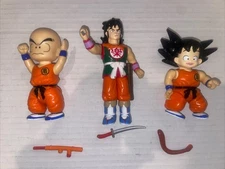 BANDAI 1995 DRAGON BALL 4" STAFF SLASHING GOKU YAMACHA FIGURE KRILLIN LOT 3