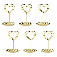 20PCS Mini Table Number Holders, Heart Shaped Place Card Holder, Premium Gold