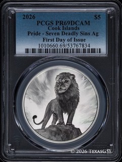 2026 Cook Islands $5 1oz Silver Seven Deadly Sins Pride PCGS PR69 First Day