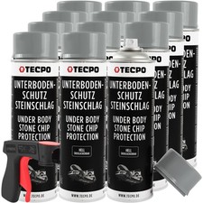 12x TECPO UNTERBODENSCHUTZ SPRAY &Uuml;BERLACKIERBAR HELL 500ml STEINSCHLAGSCHUTZ UBS