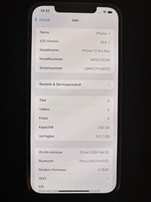 iPhone 12 Pro Max 256GB Graphite, 1 Kameraglas Beschädigt