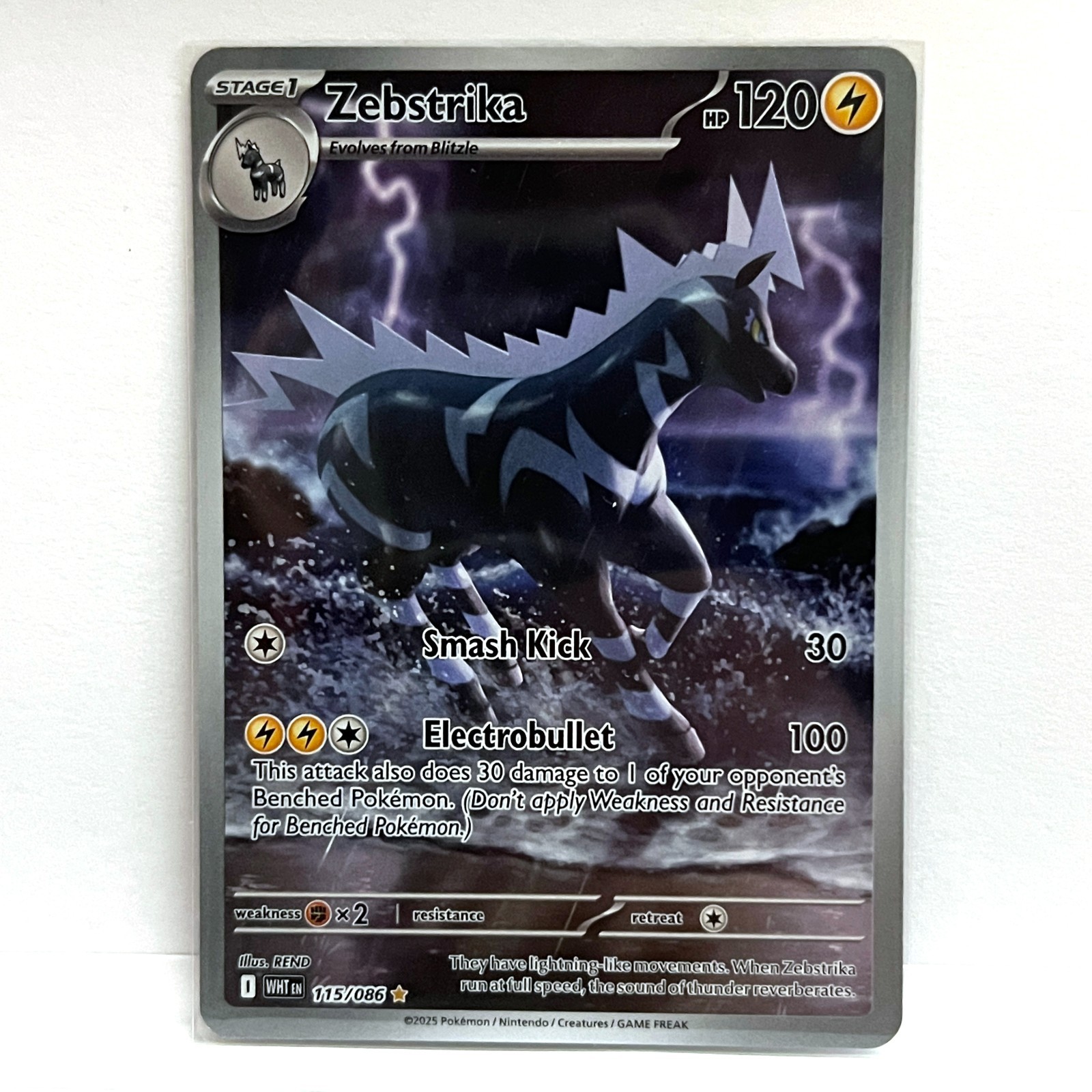 Zebstrika 115/086 Illustration Rare White Flare Pokemon Near Mint