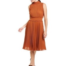 NWT Nanette Lepore Shirred High Neck Pleated Sleeveless tea length Size 8