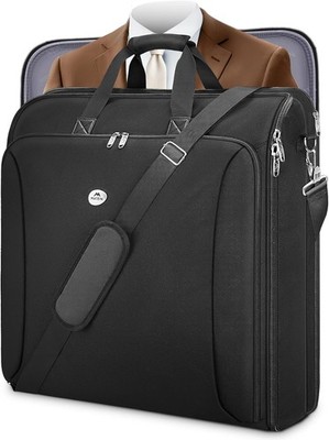 MATEIN Garment Bags for Travel, Large Double Layer Suit Bag Up to 6 Black 