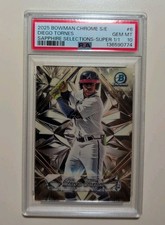 2025 Bowman Sapphire Diego Tornes Sapphire Selections Superfractor Braves PSA 10