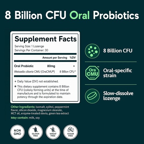 OraTicx orale Probiotika grüner Atem, erfrischen Mundgeruch, zahnärztliche probiotische Su.. - Bild 7 von 9