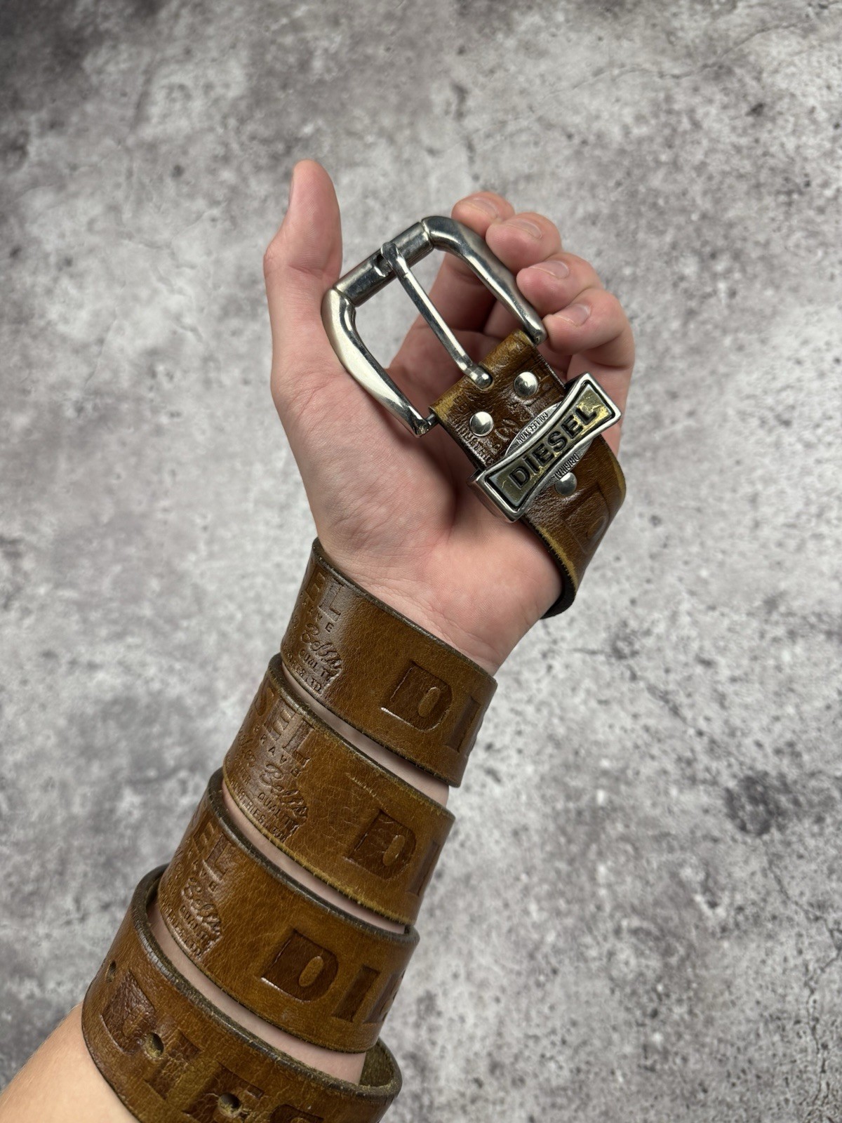 DIESEL BELT VINTAGE Y2K LEATHER WESTERN RARE BELT METAL LOGO ONE SIZE JAPANESSE image 7