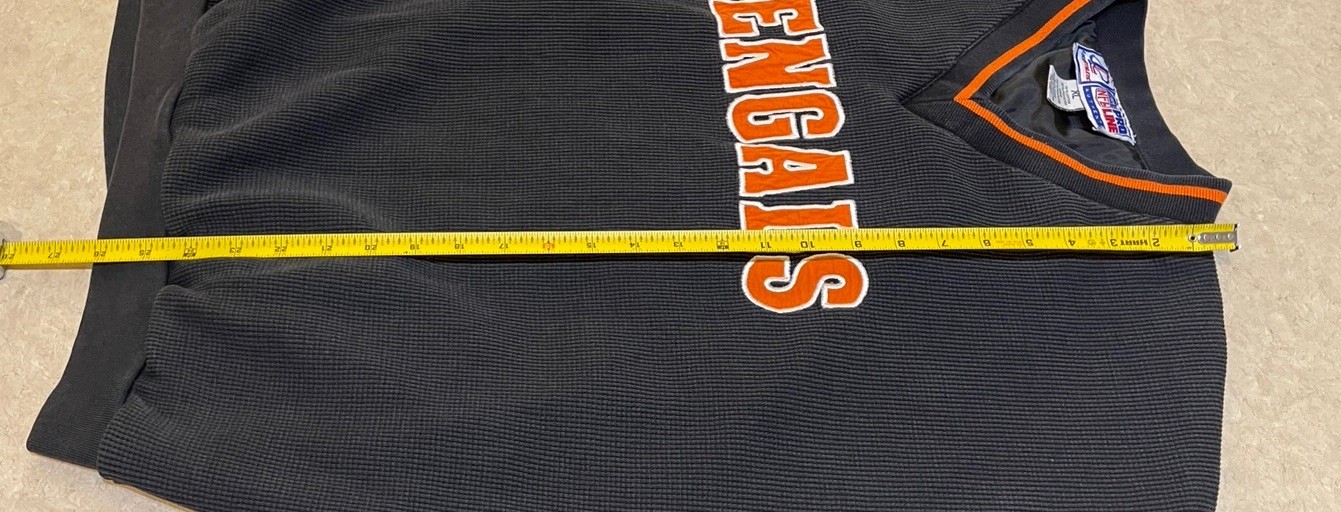Vtg Cincinnati Bengals Pullover Logo Athletics Pro Line Waffle Knit Lined Sz XL