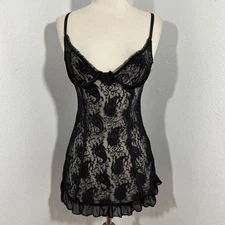 Seven Til Midnight Lingerie Womens Medium Black Lace Sexy Ruffle Fairy Romantic