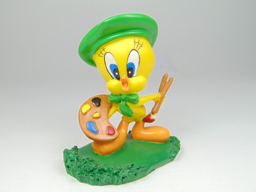mini statue résine looney tunes Tweety titi peintre vintage 2002 warner bros