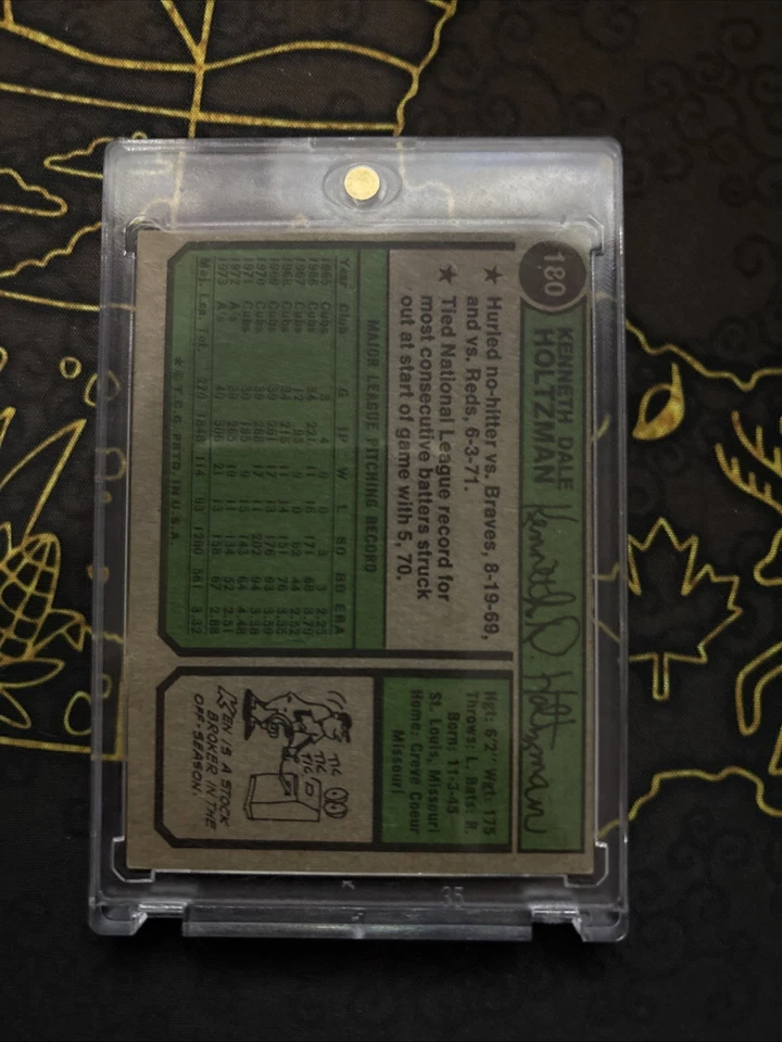 Tarjeta autógrafa auténtica Ken Holtzman 1974 Topps Oakland como Foto 2 de 2